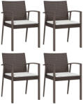 vidaXL 4 db Barna Polyrattan Kerti Szék Párnával 56, 5X57X83 cm