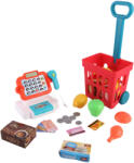 Leziter Játék Bolti Pénztárgép Tele Bevásárlókocsival, 32 Db-os