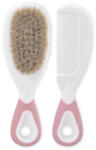 Baby Care Комплект четка и гребен за коса с естествен косъм Lorelli - Blush Pink (10240350001)