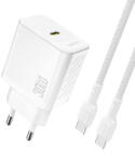 Dudao A27PCEU PD 30W GaN USB-C Wall Charger with USB-C Cable - White (A27PCEU white) - pcone