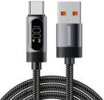 Essager ES-X64 - 1 méter, Type-A - Type-C, USB kábel. Digitális kijelző, 100W töltés, gyöngyvászon borítás