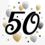  Happy Birthday 50 Milestone szalvéta 20 db-os 33x33 cm (PNN88868) - aprotalpak