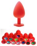  Piros szilikon anál plug csillogó véggel-nagy méret - diamondsexshop