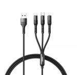 REMAX Cablu de date cu incarcare 3 in 1 REMAX RC-186TH, USB - Lightning/ Tip C/ Micro USB 3, 1 A, 1.2 m, negru (RC186TH) - pcone