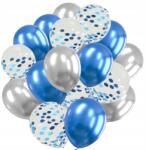 del-sol Lufi Készlet Lufik Kék Ezüst Konfetti 18 db-os