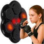  Falra szerelhető LED bokszfal, 6 ütőponttal, 2 kesztyűvel + elektromos pontszámolással - 41 x 39 cm, fekete (KX3007)