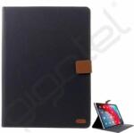 Roar SIMPLY LIFE tok álló, bőr hatású (FLIP, oldalra nyíló, asztali tartó, textil minta) FEKETE