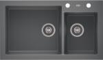 AXIS KITCHEN A-POINT 140 kétmedencés gránit mosogató automata dugóemelő, szifonnal, szürke, beépíthető (AX-1903)