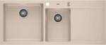 AXIS KITCHEN A-POINT 180 kétmedencés csepegtetőtálcás gránit mosogató automata dugóemelő, szifonnal, bézs, balos, beépíthető (AX-1504)