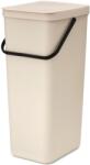 Brabantia Sort & Go konyhai szemetes felnyitható fedéllel, fogantyúval szelektív és komposzt gyűjtéséhez, 40L - L méret, világos bézs - 251788 (251788)
