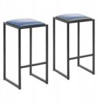 Royal Catering Loft fém bárszék fekete és kék kárpitozással 2 db (RCBS-MC2)