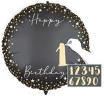 Procos Happy Birthday Black Milestone fólia lufi 46 cm személyre szabható PNN96352 (PNN96352)