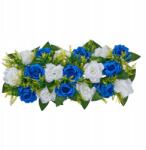 SucceBuy Mesterséges Virágok 10db Kék-Fehér Mesterséges Rózsacsokor Alapokkal (ZSHQTXLSBS190GW)