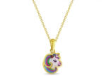 Bebe Gold Lant cu Pandantiv din Aur 14K pentru Copii - Unicorn Curcubeu cu email colorat