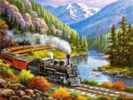 NORIMPEX - Puzzle Tablou Diamant: Tren într-o vale de munte 30x40cm - 1 - 39 piese