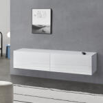 [en. casa] Comoda TV suspendata Evaton 140x33x30 cm, alb lucios, 2 usi (71488079) Comoda