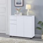 [en. casa] Comoda sideboard alba Crimla cu 3 usi si 2 sertare, 80 cm (83058142) Comoda
