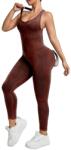  Costum Sport de Dama, Flippy, One Piece, pentru Yoga, Elastic, Fara Cusaturi, Maro Inchis, Marime L (164258)