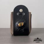 Amnisu Fekete - szürke sárkányszemes bőr 2in1 szütyő és kockatálca - Amber