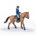 Papo Figurina Papo set echitatie cu cal si jocheu in jacheta albastra (Papo51565) Figurina