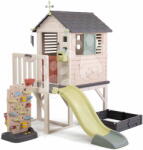 Smoby Căsuță pe picioare cu loc de joacă cu nisipar lângă peretele de joc House On Stilts Life Smoby cu tobogan și filtru UV (SM810301-T) Casuta pentru copii