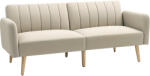 HOMCOM Canapea Extensibilă 2 Locuri Design Scandinavian Dossier Inclinabil 3 Poziții Picioare Lemn Aspect In Bej | Aosom Romania (839-214V00BG) Canapea