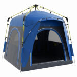 Outsunny Cort camping familial 4 persoane, montare pop-up rapidă, ușor, ventilat, 4 ferestre anti-soare, 2, 4x2, 4x1, 99 m, gri/albastru | Aosom Romania (A20-054GY) Cort