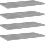 vidaXL 4 db Betonszürke Szerelt Fa Könyvespolc 40x20x1, 5 cm