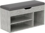 HomCom Bancă Hol cu 3 Rafturi Deschise, Spațiu Ascuns și Pernă Capitonată, Banca Pantofi, 80x30x45 cm, Gri | Aosom Romania (837-039V01GY) Pantofar
