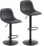 HOMCOM Set de 2 taburete de bar, scaune de bar cu înălțime reglabilă, spătar și suport picioare, rotative 360°, picioare din oțel, negru | Aosom Romania (83A-503V01BK)