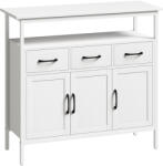 HOMCOM Bufet bucătărie, mobilier de depozitare, 3 uși, 3 sertare, compartiment deschis și rafturi reglabile, 95x35x88cm, alb | Aosom Romania (83A-487V90WT) Bufet