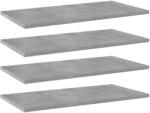 vidaXL 4 db Betonszürke Forgácslap Könyvespolc 60x30x1, 5 cm