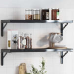 vidaXL 4 db Fekete Rozsdamentes Acél Polctartó 23, 5x2, 5x15, 5 cm