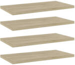 vidaXL 4 db Sonoma Tölgy Színű Szerelt Fa Könyvespolc 40x20x1, 5 cm