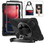 Gigapack Defender műanyag telefonvédő (ütésállóság, kitámasztó, 360° + kézpánt) FEKETE Lenovo Tab M11 (TB330) 'Gigapack csomagolás' (GP-158863) (GP-158863)