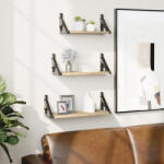 vidaXL 3 Részes Sonoma Tölgy Színű Szerelt Fa Fali Polc Szett