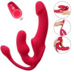 You2Toys Strap-on Strapless Remote Control, 3 Motoare, 10 Moduri de Vibratii, Silicon, USB, Rosu, 23 cm
