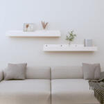 vidaXL 2 db Fehér Tömör Fenyőfa Fali Polc 80x12x9 cm