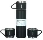 FOXMAG24 3 részes készlet, termosszal és 2 csészével, űrtartalom 500 ml, fémből és szilikonból, hermetikus fedéllel, BPA mentes, fekete (DVK8T0YBM)