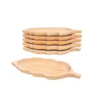 Z-tools EXT6179 6 db bükkfa tányér, levél alakú, 34x18cm (EXT6179)