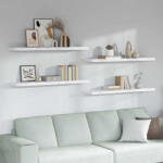 vidaXL Falpolc Tárolóval 4 Pcs Fehér Márvány 120 x 23, 5 x 4 cm Faanyag