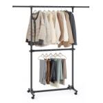 SongmicsHome Suport pentru haine în două trepte JASON, 101-165x49x113-180cm, negru