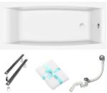 Cersanit Téglalap alakú akril kád Cersanit Virgo 170x75 szifon láb törölköző 4in1 (S301-045)