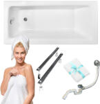 Besco Téglalap alakú kád Derék 120x70 Besco ajándék szifon króm lábak törölközőtartó (#WAT-120-PK)