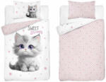  Pamut ágynemű huzat 90*120 cm - Cica rózsaszín