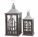 Domdekoracji Kpl világítótorony 2db-os lampion lampion szett barna szürke kert ház (178785)