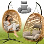 MEVEN Függő Fotel Gubó Hinta Kosár Kerti Hinta Natúr Párnákkal (5905842543928)