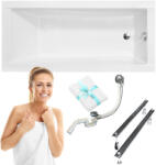 Besco Modern téglalap alakú kád 180x80 Besco szett szifon króm, lábak, törölköző (#WAM-180-MO)