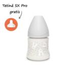 BabyJem Biberon 150 ml cu tetina rotunda din silicon, debit lent, iepuras gri hygge suavinex