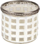 Clayre & Eef Candela sticla argintie alba 8x7 cm (6GL3332X)